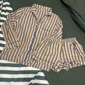 Piglet in Bed linen striped Women's Pajama Set